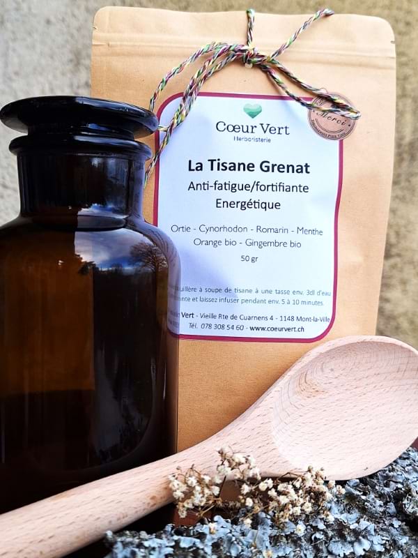 tisane grenat - fatigue -fortifiante - energie - herboristerie - coeur vert - beatrice rabory