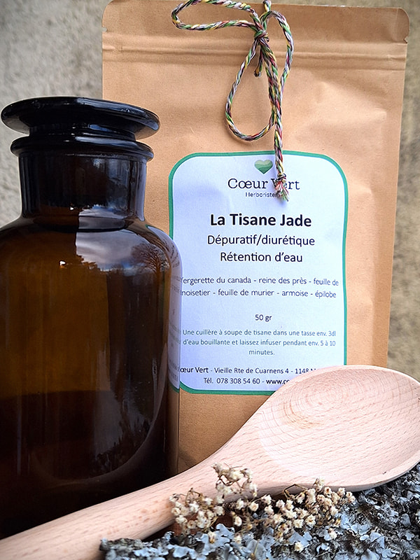 Tisane Jade - dépuratif - diurétique - rétention d'eau - herboristerie - coeur vert - Beatrice Rabory